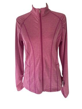 LIJA athletic full zip front raspberry color lightweight fitted workout jacket